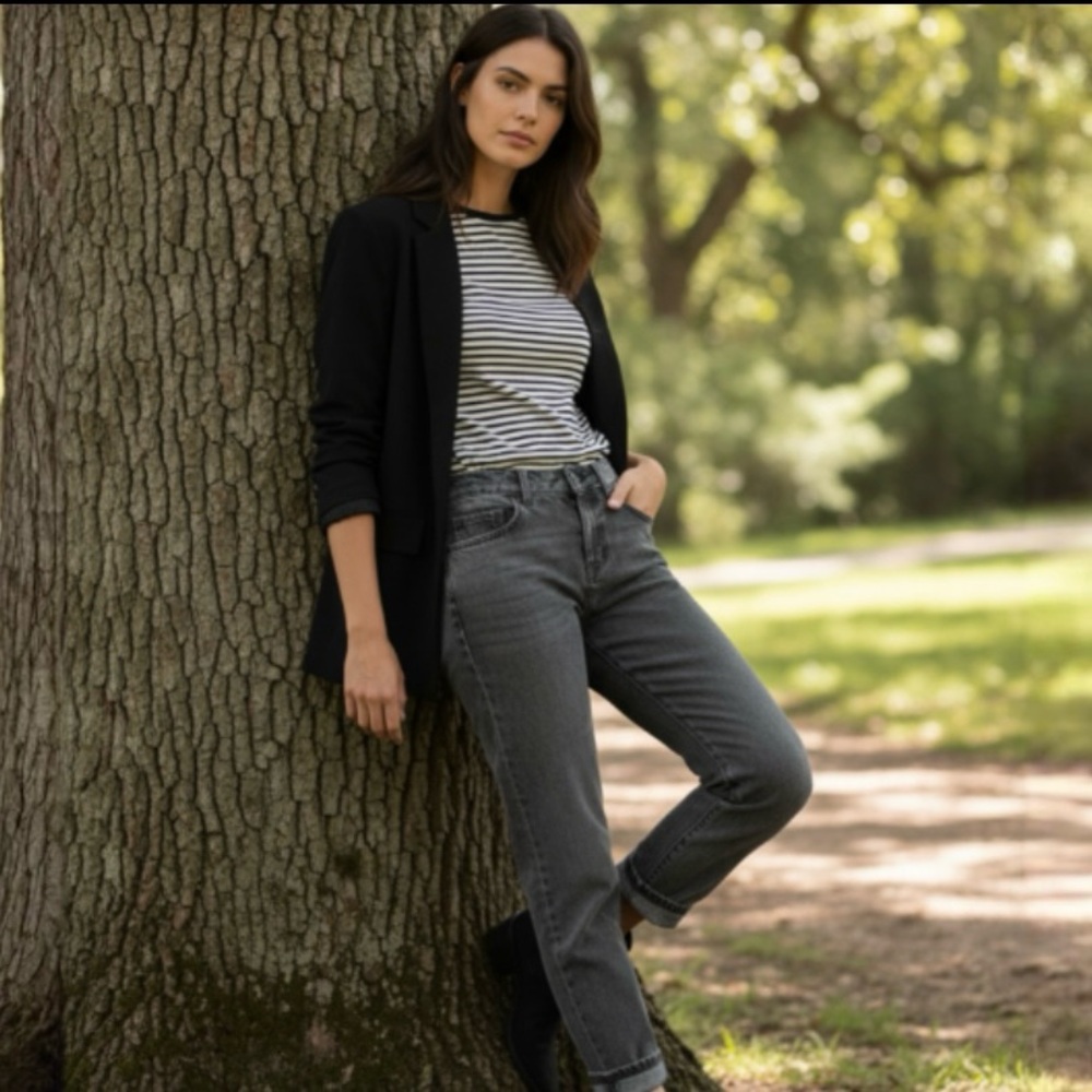 Cabi Casual Skinny Slim Boyfriend Denim Jeans Charcoal Gray Size 4